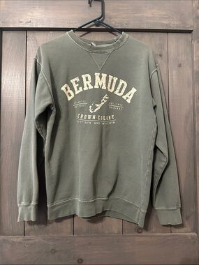 Bermuda Graphic Crewneck Sweatshirt - Olive Green